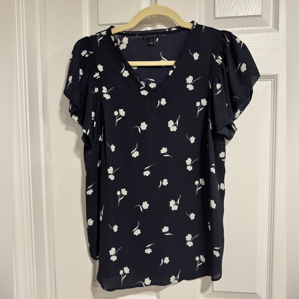 Ann Taylor Navy Blouse